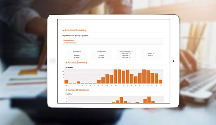 A smart business report displayed on the tablet