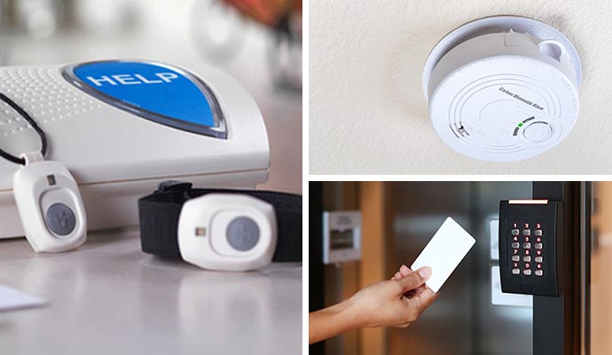 Collage of medical alart system co detector and access control system