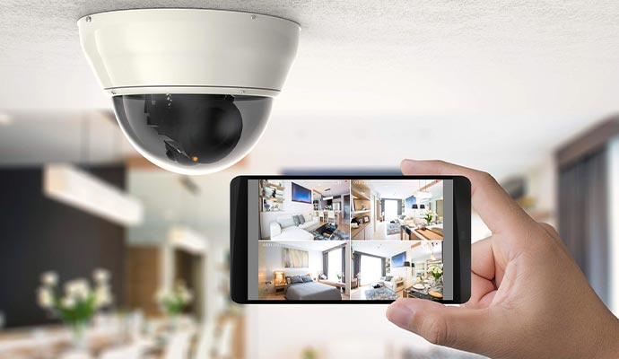Smart home security camera capturing CCTV footage