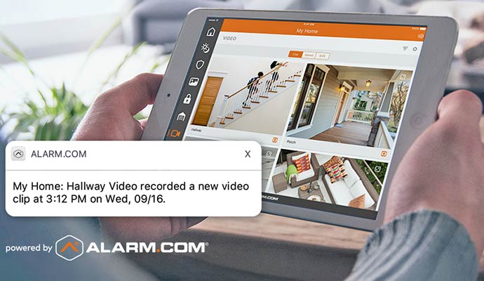 Smart home security notifications on tab